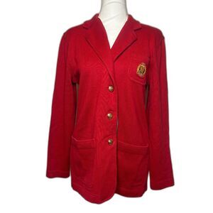 Lauren Ralph Lauren Vintage Red Crest Logo Blazer Jacket Womens Designer